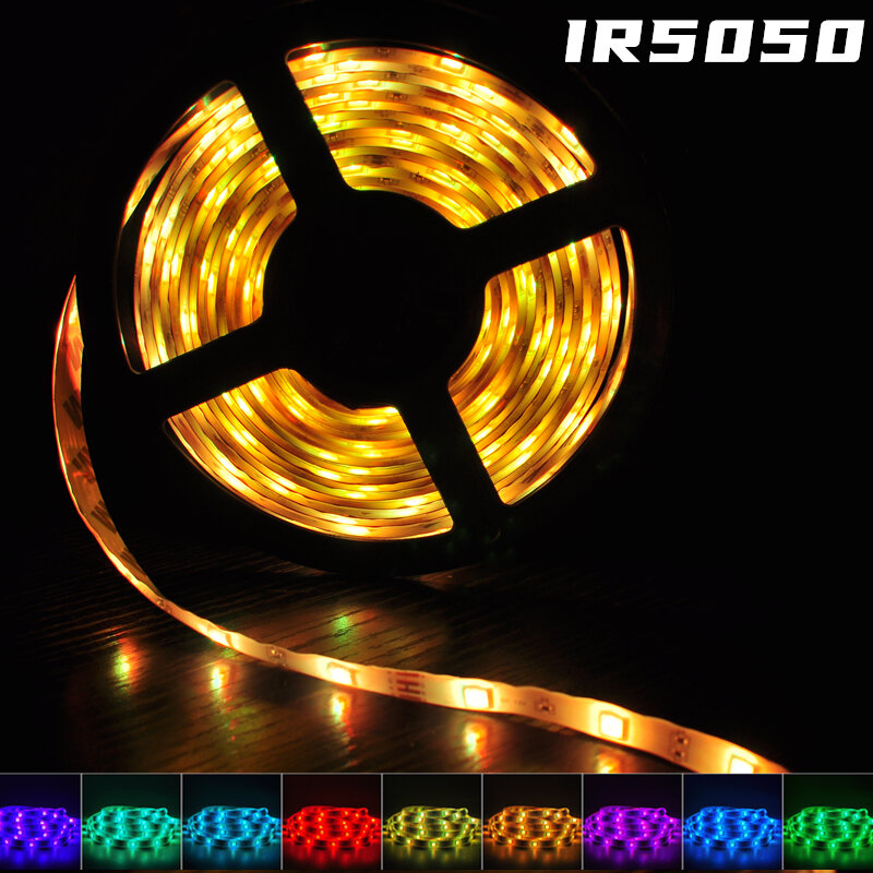 Tira de luces LED IR RGB 5050, cinta Flexible con cinta de diodo, fita, luces de Navidad, 5M
