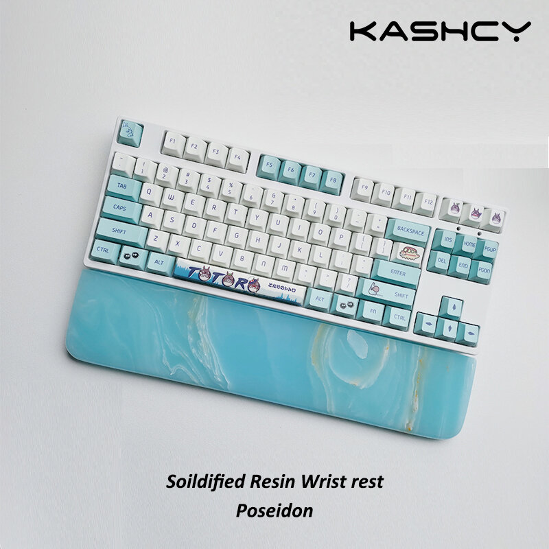 Kashcy صلابة الراتنج المحيط الأزرق بوسيدو راحة النخيل ل مريح لوحة مفاتيح الألعاب الميكانيكية المعصم دعم الوسادة ، 60 87 104 مفاتيح