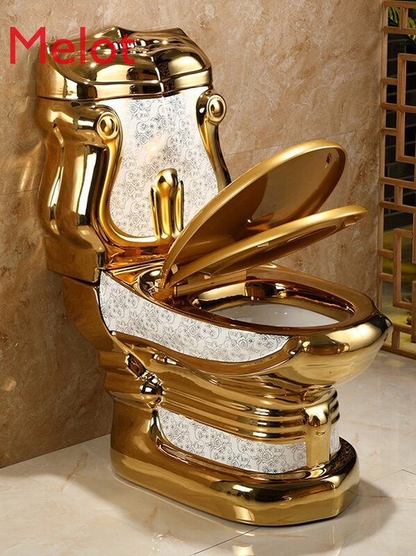 مرحاض ذهبي على الطراز الأوروبي ، مجموعة أدوات المرحاض الإبداعية ، فندق عتيق ، لون ذهبي