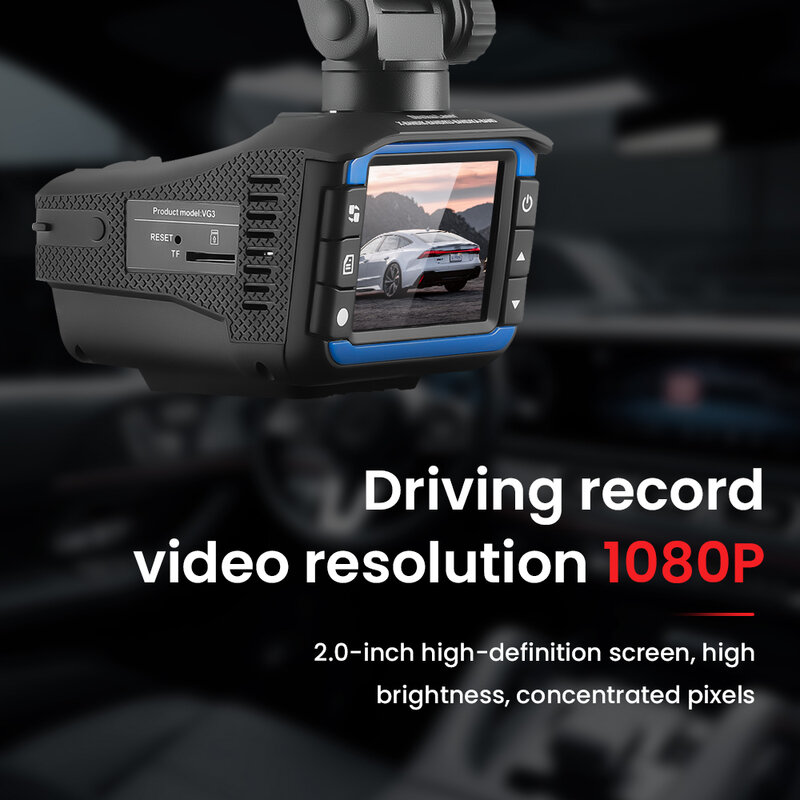 Samochód 2 w 1 przeciw wykrywaczom radarowym VG3 720P HD kamera samochodowa DVR kamera do rejestracji wideo kolorowy ekran 130 stopni Dashcam