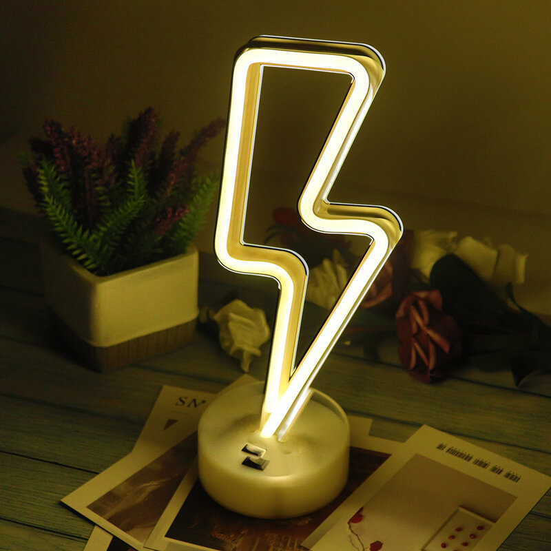Lampada decorativa a LED al Neon con insegna a forma di stella lampada a LED USB luci notturne a LED decorazione per la casa regali per feste di nozze lampada al Neon con Base
