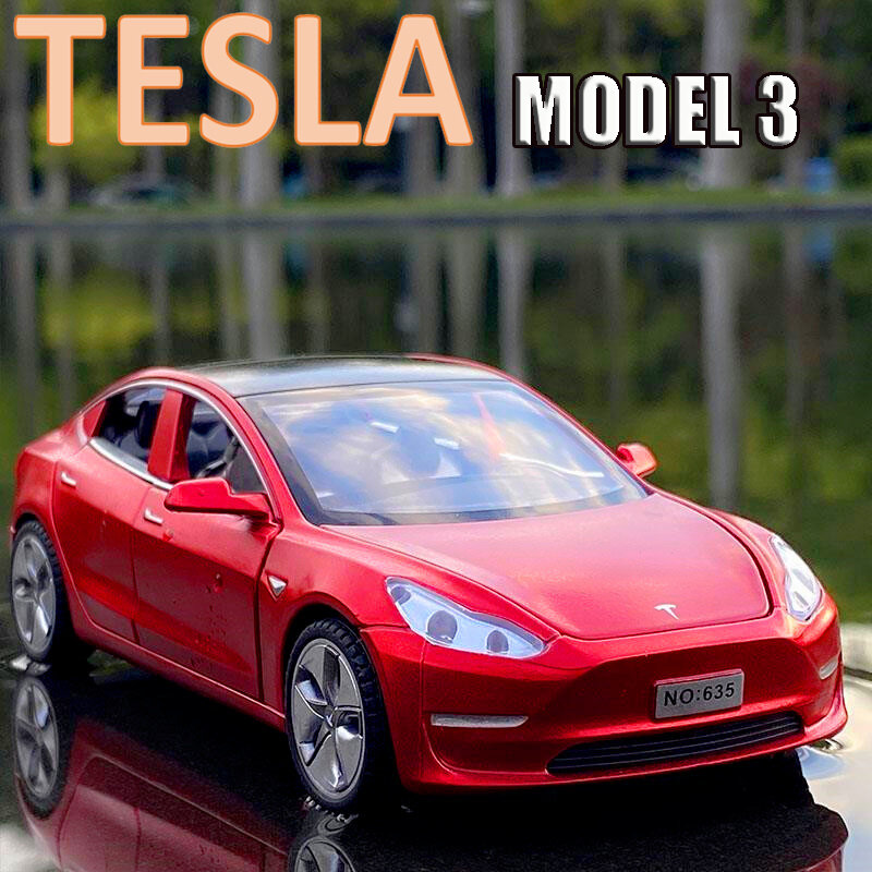 Tesla-Coche de aleación Modelo 3 para niños, vehículo de juguete fundido a presión, 1:32, envío gratis
