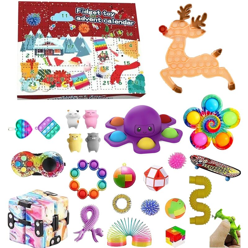 Push antystresowe zabawki typu Fidget specjalne sensoryczne świąteczne odliczanie kalendarz zestaw zabawek kalendarz adwentowy pudełko boże narodzenie Party