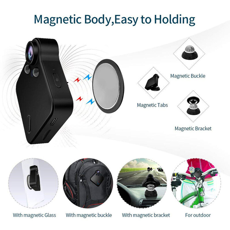 Mini câmera sem fio hd 1080p ip wifi p2p wearable webcam sensor de movimento corpo da bicicleta micro dv dvr clipe magnético gravador voz