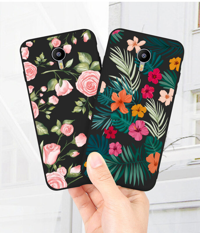 Coque de protection en Silicone pour Meizu M3, motif fleurs de marguerite, coque arrière noire pour téléphone portable M68