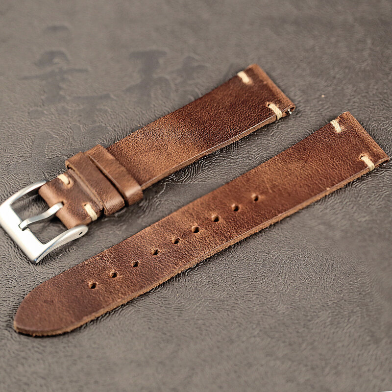 Horween us chromexcel pulseiras de relógio de couro natural macio envoltório feito à mão correias de couro 18mm 20mm 22mm