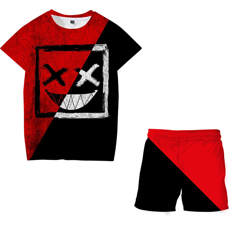 Camiseta y pantalones cortos de la serie XOXO para bebés, traje con estampado 3D y patrón XOXO, conjuntos informales para niños y niñas, ropa para bebés 2021