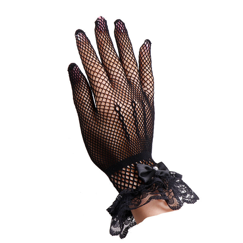 Mesh gloves women's thin cut Sexy Black Lace elegant dance performance sun protection in spring and summer