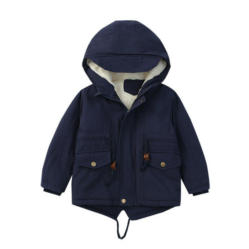 Abrigos y chaqueta de invierno para niños, chaquetas gruesas con cremallera, de alta calidad, color azul