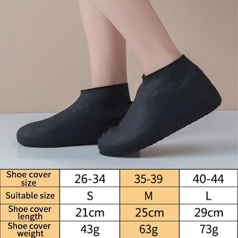 1 Pair Reusable Silicone Shoe Cover S/M/L Waterproof Rain Shoes Covers Outdoor Camping Slip-resistant Rubber Rain Boot Overshoes