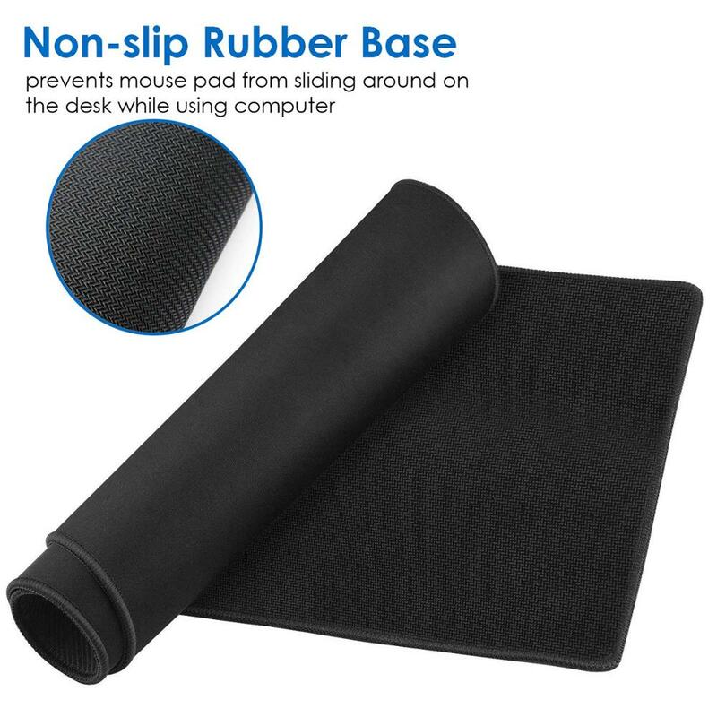 Tappetino per Mouse da gioco tutto nero 30x80cm con bordo cucito tappetino per Mouse con Base in gomma antiscivolo di grandi dimensioni tappetino per Mouse testurizzato di alta qualità