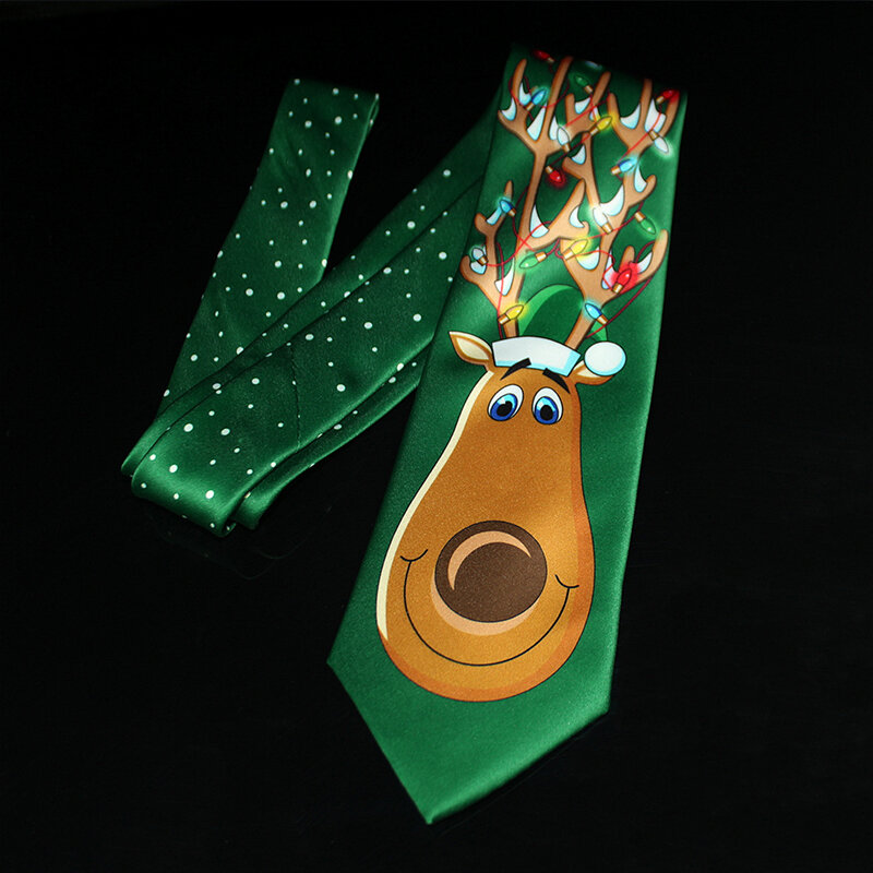 KAMBERFT qualité cravates de noël pour hommes 9cm concepteur flocon de neige arbre Animal nouveauté vacances imprimé cravate et pince à cravate ensembles