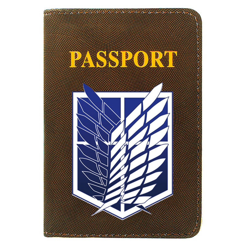Funda de pasaporte con estampado gigante de ataque para hombre y mujer, Cartera de bolsillo de cuero Pu, tarjetero de identificación de viaje