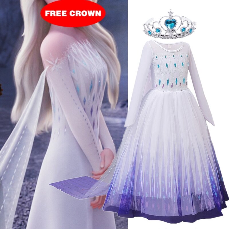 Snow Cosplay Dress Robe Princess Costume Carnival Christmas Clothes Children Dress up Kids Dresses for Girls Clothing Size 4-10Y