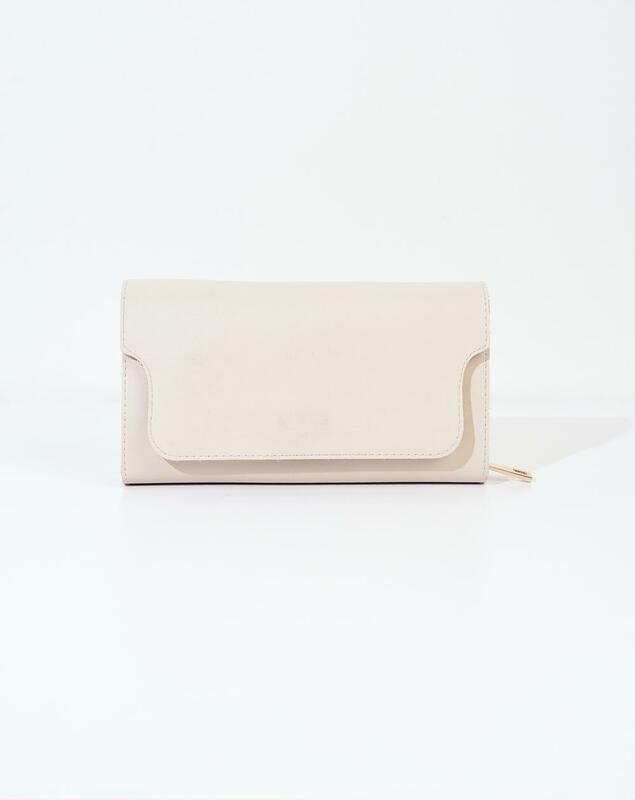 Casual Frauen Brieftasche Creme Farbe, Zipper für Mehr Raum, Große Qualität