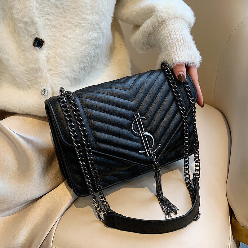 2021 новые сумки от известного бренда для женщин, роскошная дизайнерская сумка через плечо из искусственной кожи, сумка через плечо с кисточк...