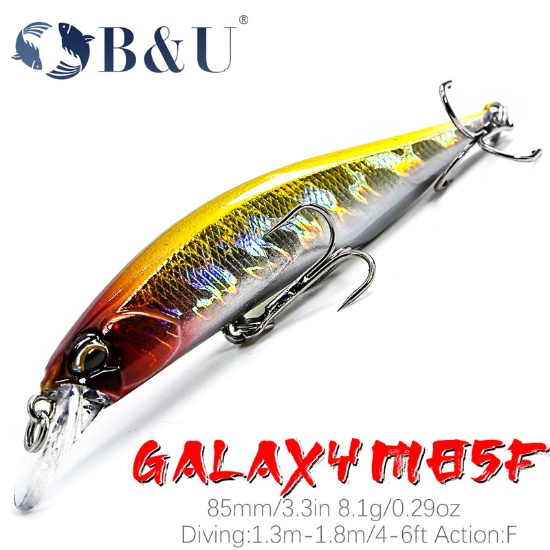 B&U 8.5cm 8g hot model fishing lures hard bait 8color for choose minnow quality minnow depth0.8-1.5m Wobblers for Pike Bass Lure