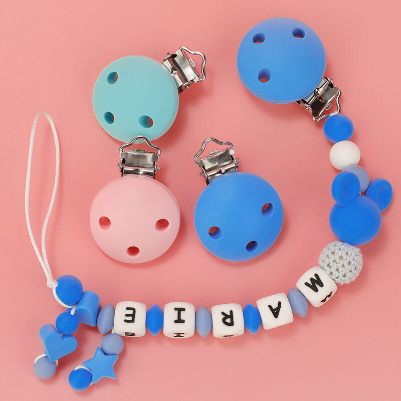 3pcs Round Heart Animals Silicone Pacifier Clip Baby Teething Bead Clip Accessories for DIY Pacifier Chain Tool Wholesale