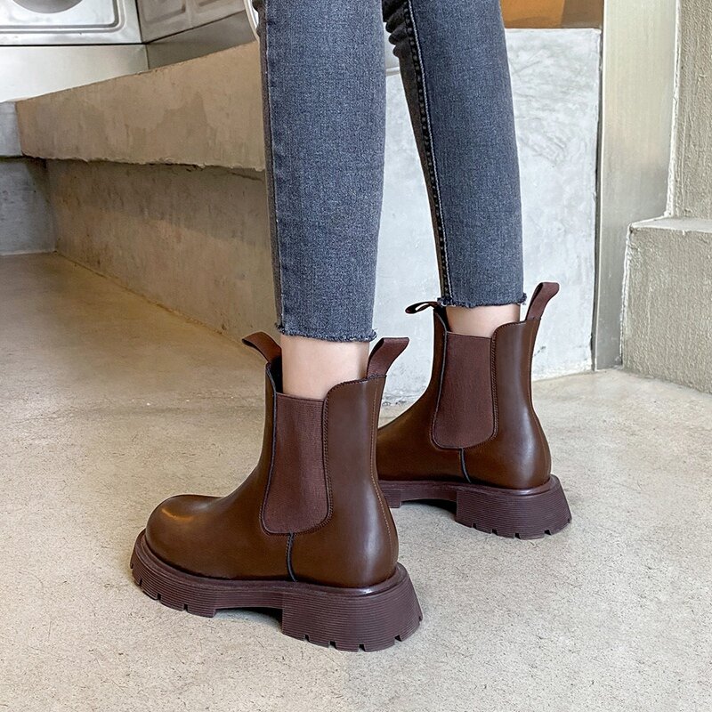 2021 Luxury Chelsea Boots 여성용 플랫폼 여성용 부츠 Chunky Winter Shoes Mid-calf 발목 부츠 Fur Thick Heel 브랜드 디자이너