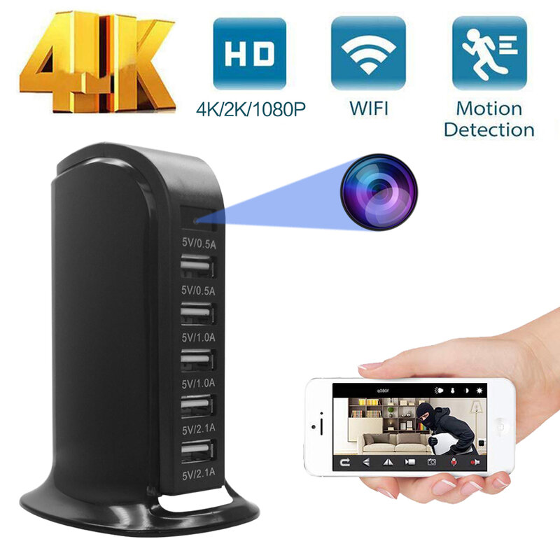 Mini cámara IP 4K 1080P WIFI, Cargador USB, Micro cámara pequeña, inalámbrica, de seguridad para el hogar, detección de movimiento, Mini videocámara, vídeo en bucle, Recor