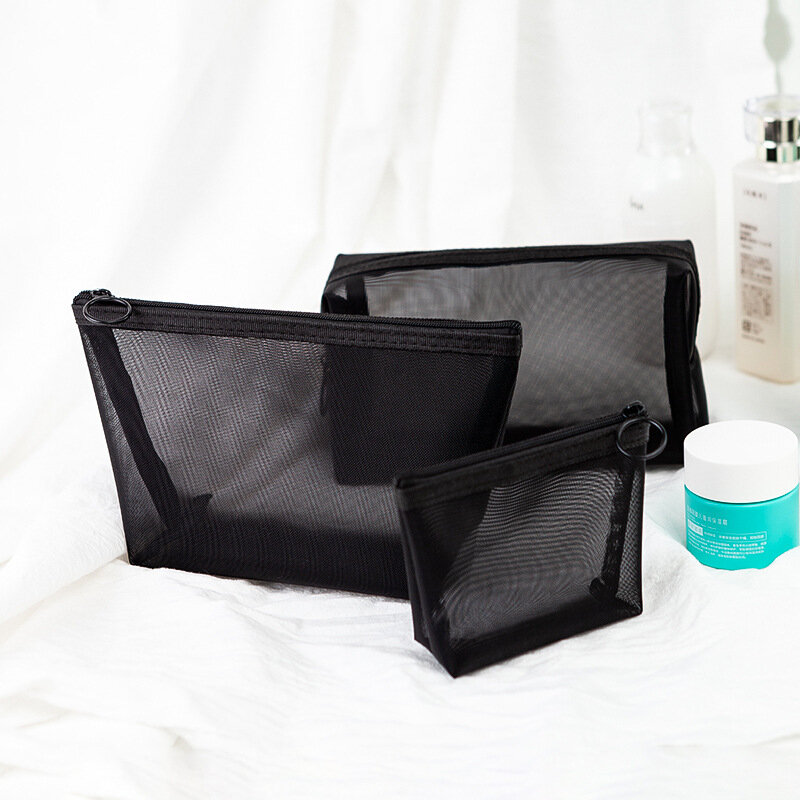 Zwarte Vrouwelijke Make-Up Tas Transparante Toilettas Travel Organizer Tas Mannen Cosmetische Bag Case Pouch Draagbare Beauty Wash Bag