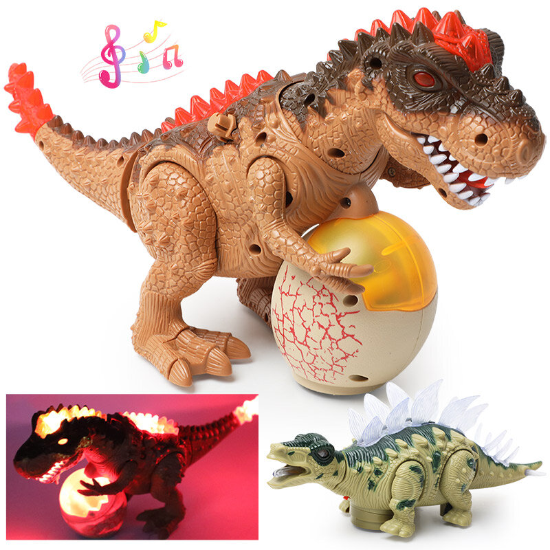 Elétrica com iluminação tyrannosaurus dinossauro modelo animal dinossauro ovos modelo crianças brinquedos educativos aniversário presente de natal