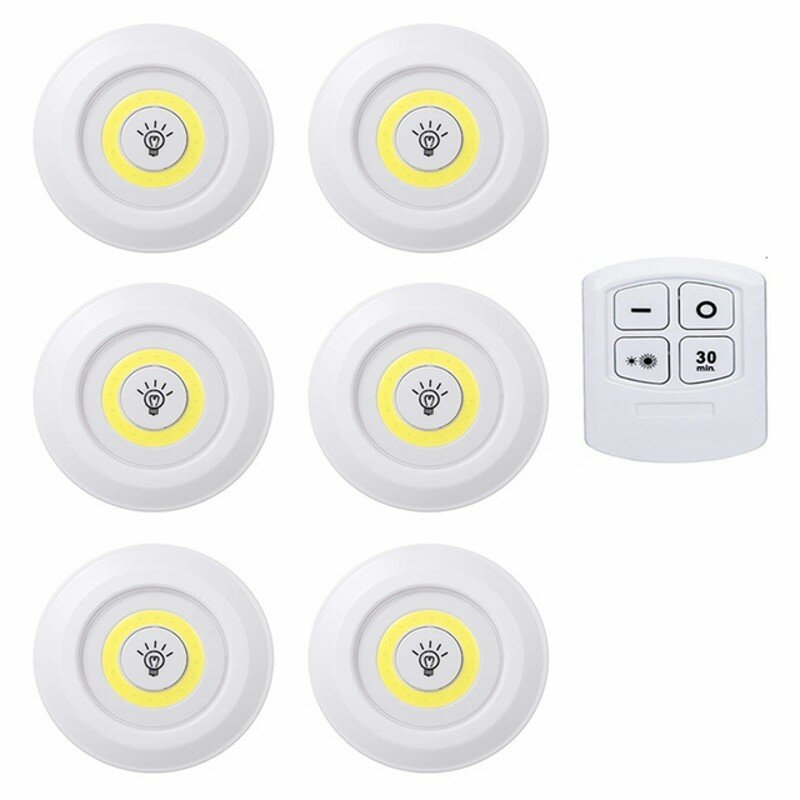 Lâmpada led de 5w para guarda-roupa, luz noturna ajustável com controle remoto para exibição de botões, para cozinha, banheiro