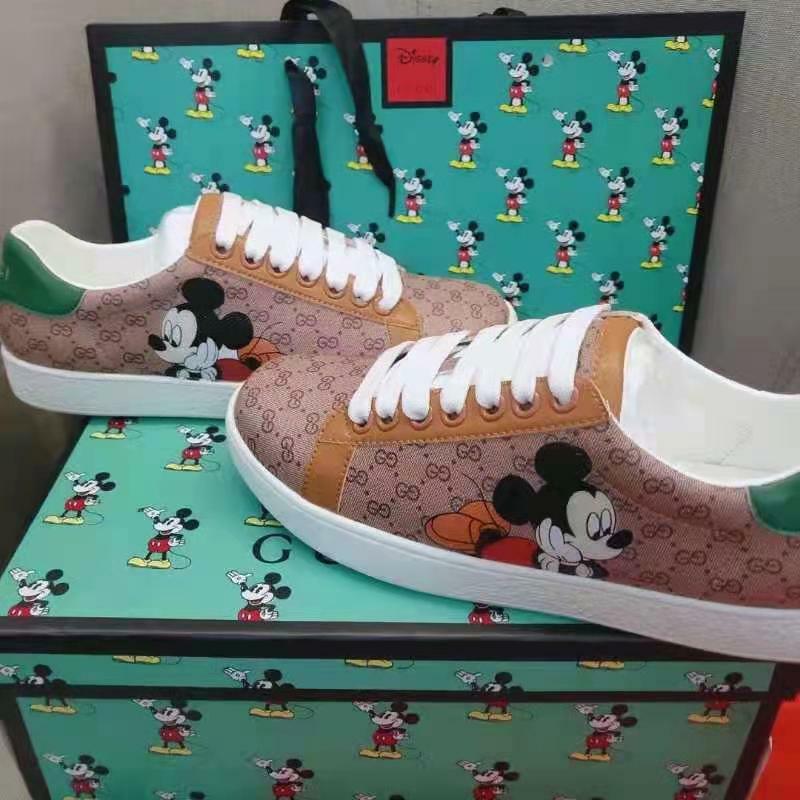 Disney – chaussures de sport plates Mickey Mouse pour femmes, baskets à la mode, mignonnes, pour couple, couleurs assorties, décontractées