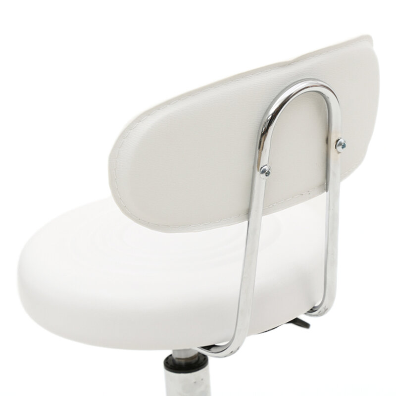 [US-W] Runde Form Einstellbare Salon Hocker Bar Stuhl mit Zurück und Linie Weiß