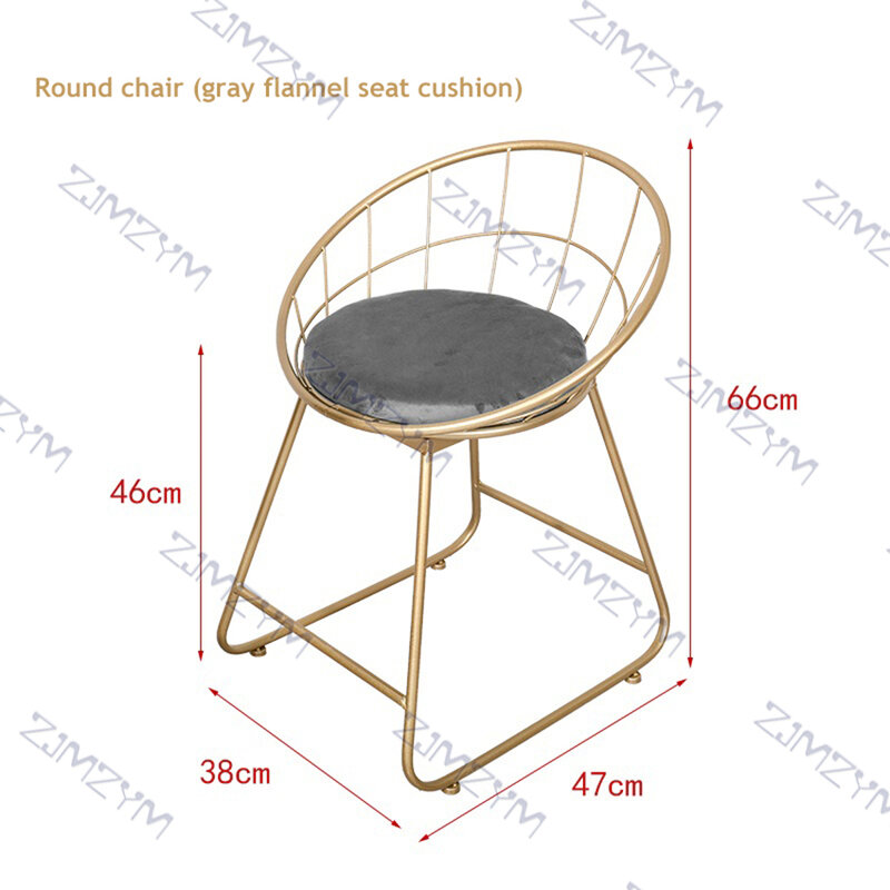 Cadeira de penteadeira redonda em ferro forjado estilo nórdico, moderno, minimalista, assento para maquiagem, sala de estar, móveis para casa, lazer