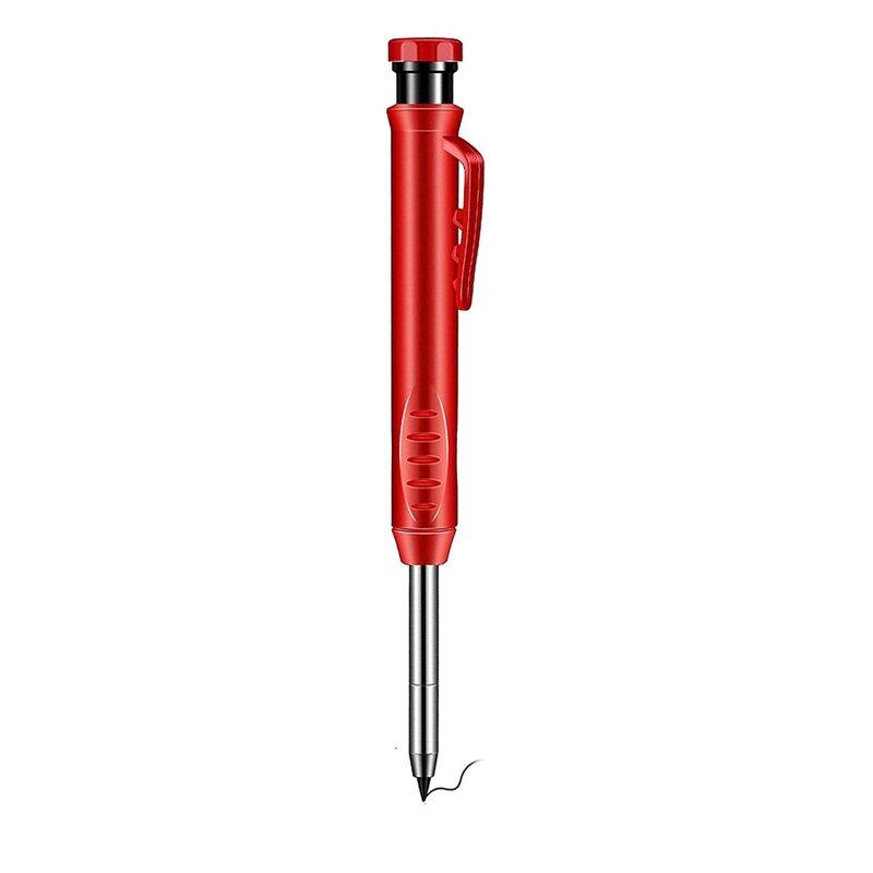 5 Buah Set Pensil Tukang Kayu Padat dengan 18 Isi Ulang dan 1 Pisau Utilitas Alat Penanda Pensil Konstruksi Lubang Dalam