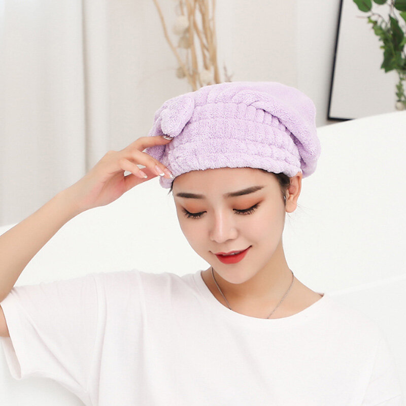Women Spa Bowknot Shower Cap Breathability Microfiber Hair Turban Quickly Towel Drying Towel Hats For Sauna Bathroom Accessories