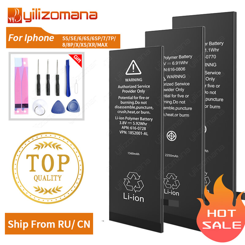 YILIZOMANA Original Phone Battery For iPhone 5s For iPhone 6 6s 7 8 Plus SE X XR XS 11 Pro Max Replacement Bateria