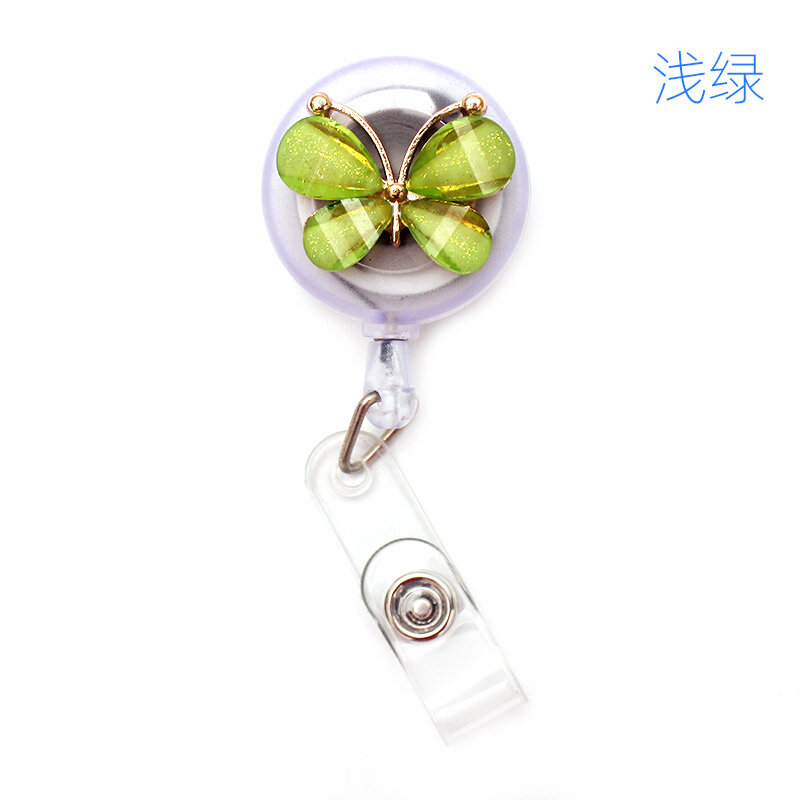 14 Colors 60cm Cute Crystal  Butterfly Identity Retractable Badge Reel Student Nurse Doctor Exhibition Enfermera Name Card Chest