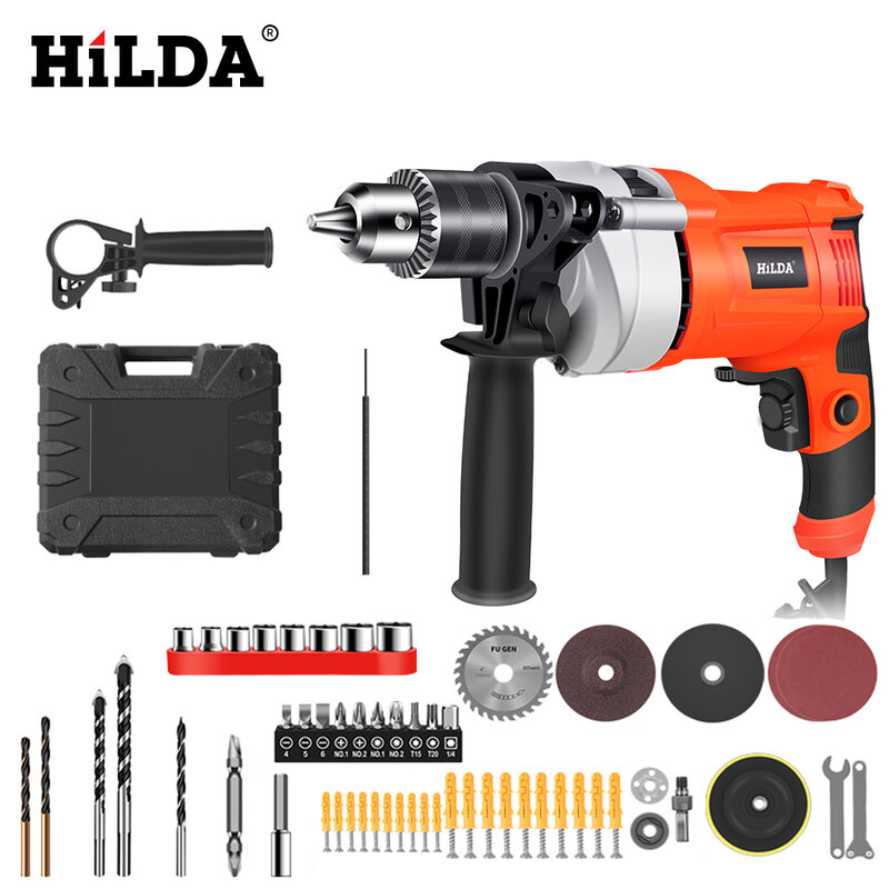 HILDA Impact electric drill Electric Rotary Hammer with BMC and 5pcs Accessories Impact Drill Power Drill Electric Drill