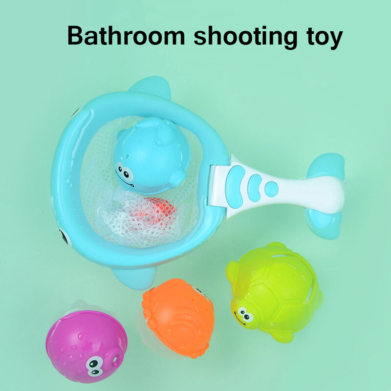 욕실 장난감 세트 다채로운 부동 목욕 아기 샤워 완구 물 스프레이 고래 흡입 컵 아이를위한 스토리지 메쉬 욕조 완구