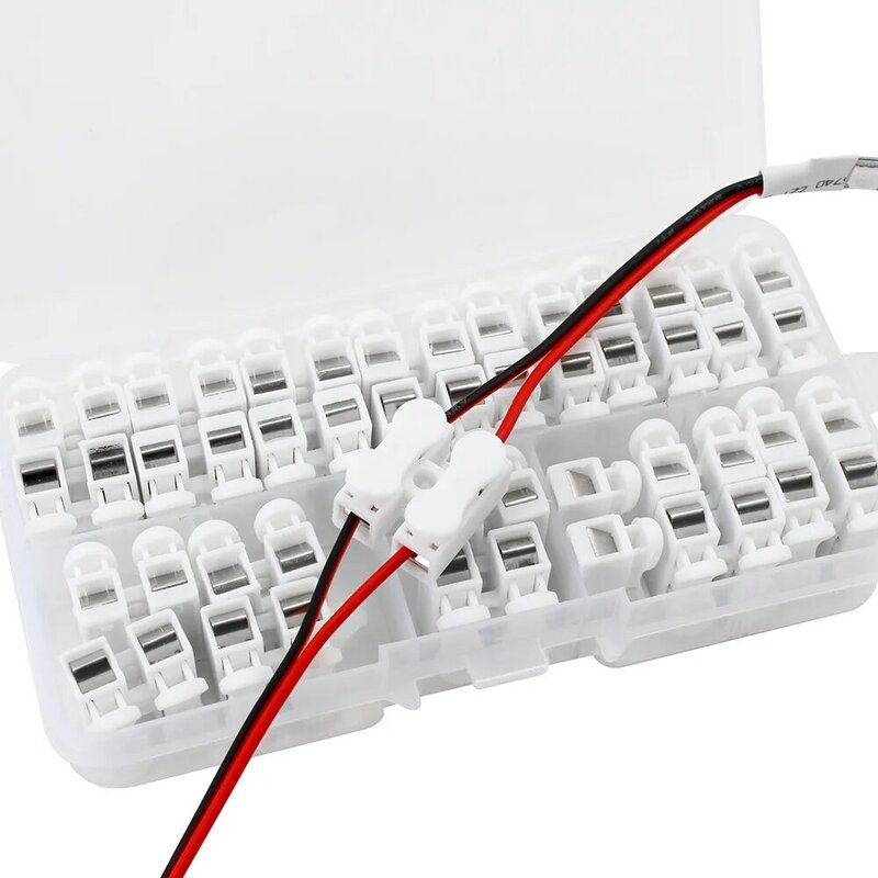 26pcs/box Quick Splice Lock Wire Connector CH2 2 Pins Electrical Cable Terminals 20x17x13.5mm Led Strip Connectors Adapter Wire