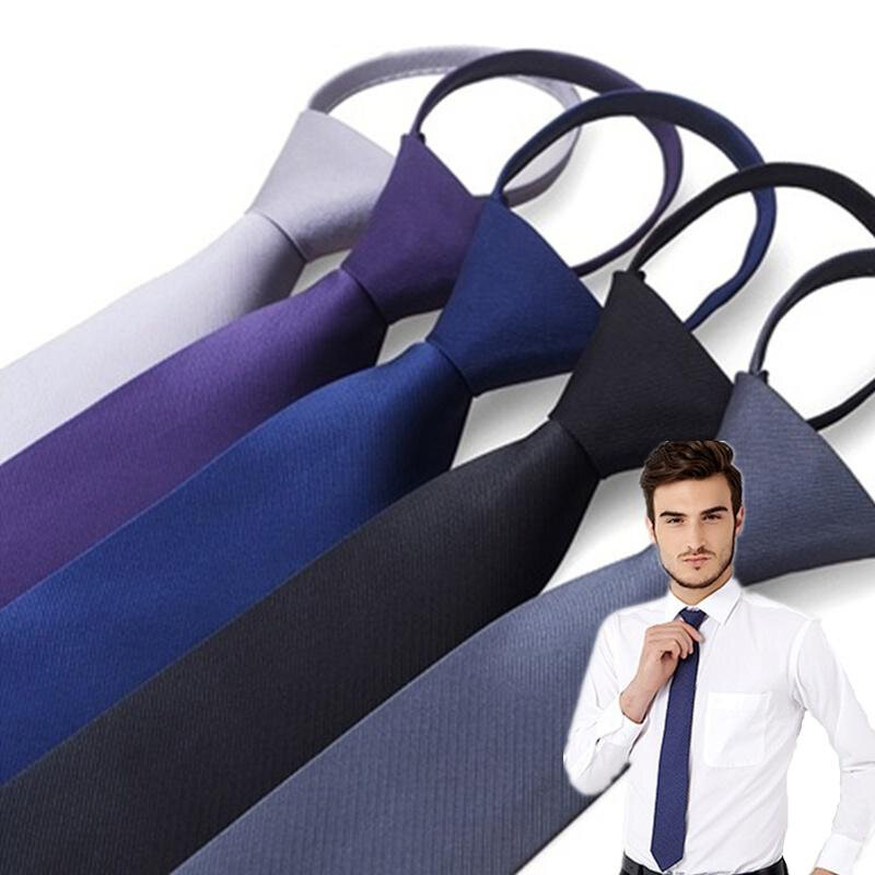 Homens de luxo nobre gravata para festa de casamento negócios ternos formais moda conveniente pré-amarrado zíper laços gravata estreita presentes