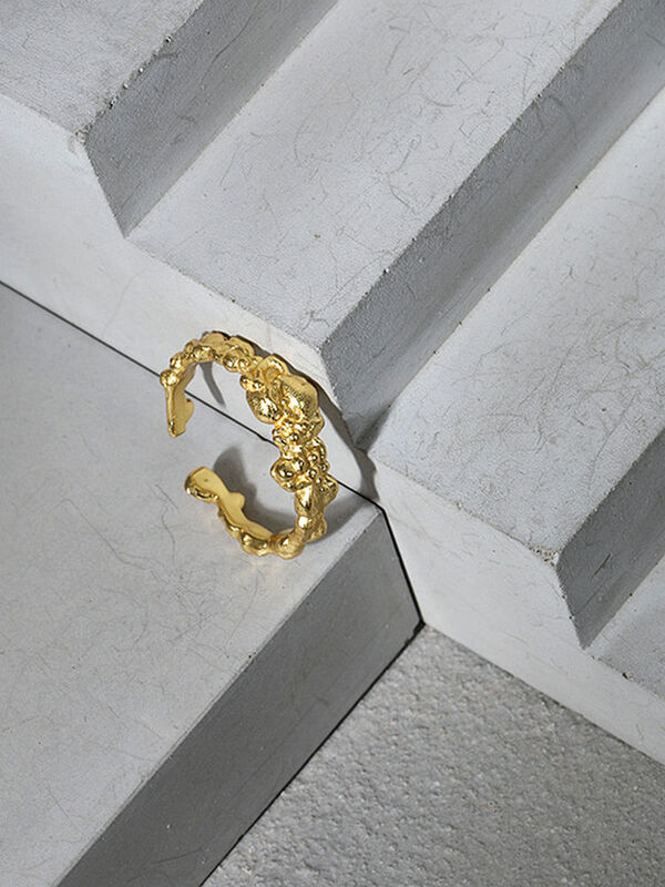 Ssteel aço 925 prata esterlina coreano design simples irregular abertura anel para mulher designer estético punk jóias de noivado