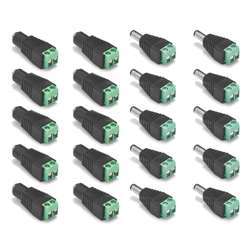 5/10/50/100 stücke DC Power Stecker Adapter Stecker 2,1x5,5mm Weiblich Männlich DC anschlüsse Für 3528 5050 LED Streifen Licht CCTV Kamera