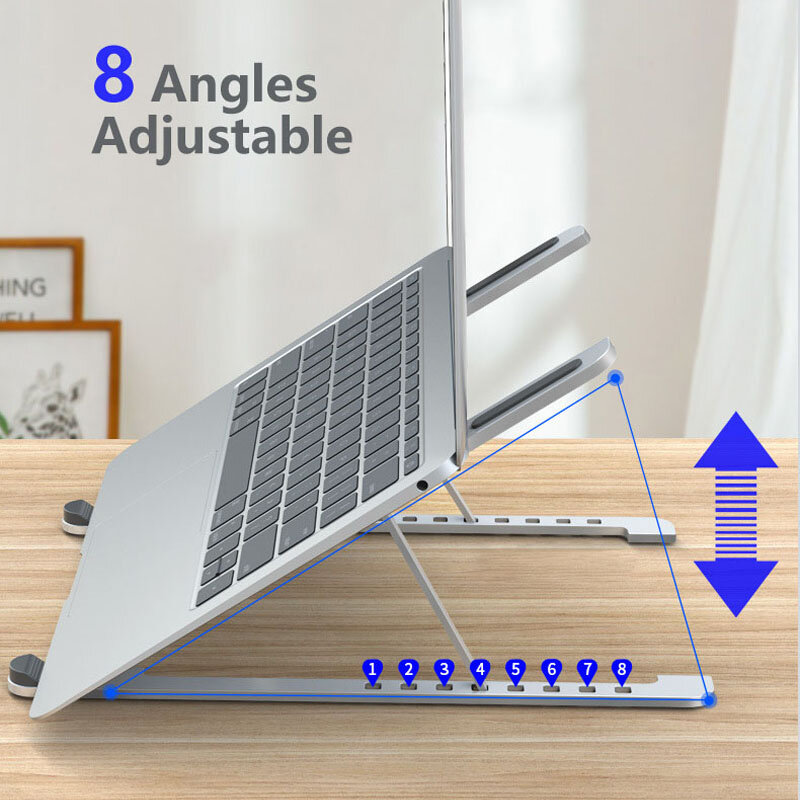 Soporte plegable de aluminio para portátil, Ultra delgado, 8 ángulos, para Macbook Pro Air, Notebook, tableta, 2 colores
