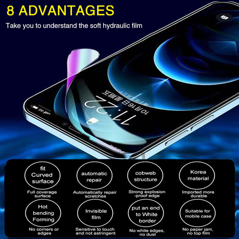 Película de hidrogel de cobertura completa para iPhone, Protector de pantalla para iPhone 6, 7, 8 Plus, X, XS, XR Mini, 11, 12, 13 Pro Max, 4 Uds.