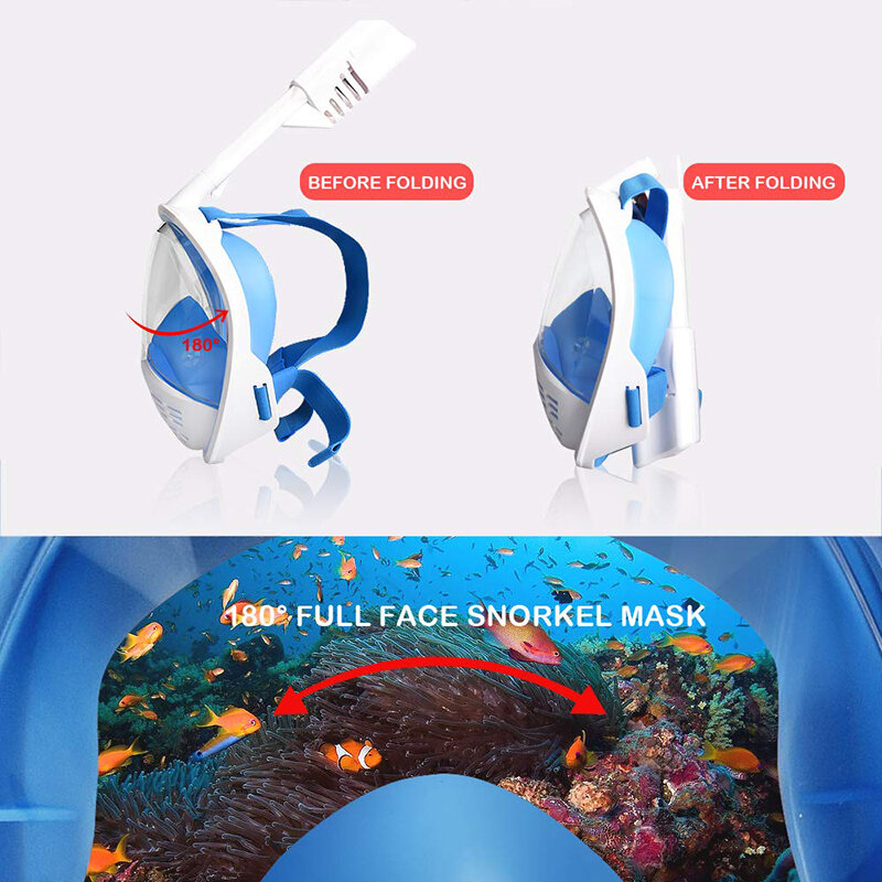 Masque intégral de plongée sous-marine Anti-buée, équipement de natation étanche et sans danger pour jeunes et adultes