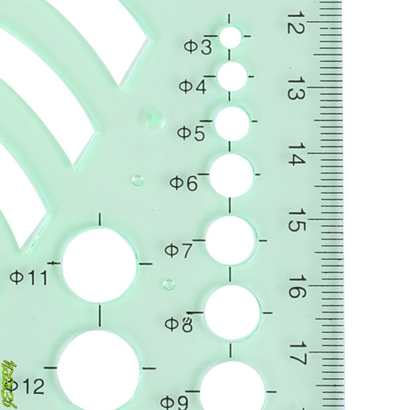 Новый пластиковый студенческий прямоугольный зеленый рисунок круглый шаблон Геометрическая линейка
