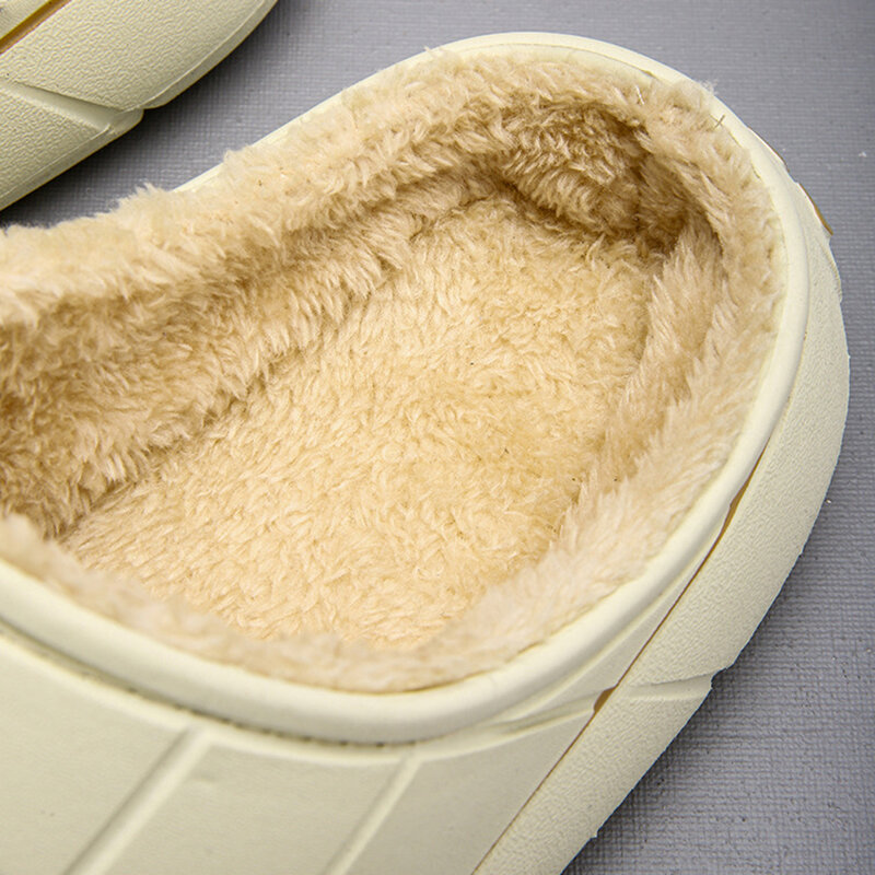 Men's Home Cotton Slippers Autumn Winter Plush Warm Couple Slippers Indoor Antifreeze Woman's Confinement Plus Velvet Sandals