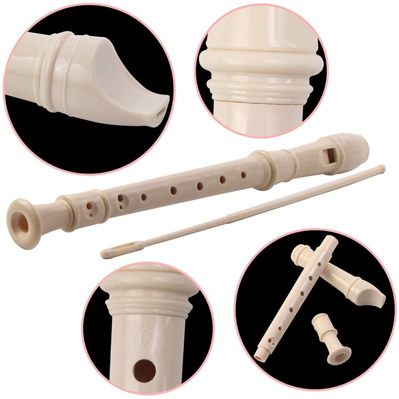 Novo 4 pacote 8 buraco flauta de plástico com haste de limpeza e instrução, estilo alemão