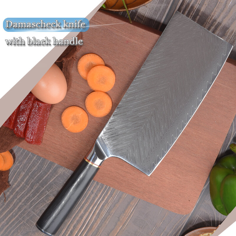 QVZ-cuchillo de Chef de acero de Damasco japonés VG10 cuchilla de núcleo cuchillos afilados de cocina rebanador de carne con mango G10 caja de regalo para mayores