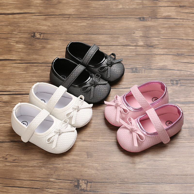 Sapatos de princesa para bebês, sapatos de primeiros passos da moda para meninas com sola de borracha macia pu