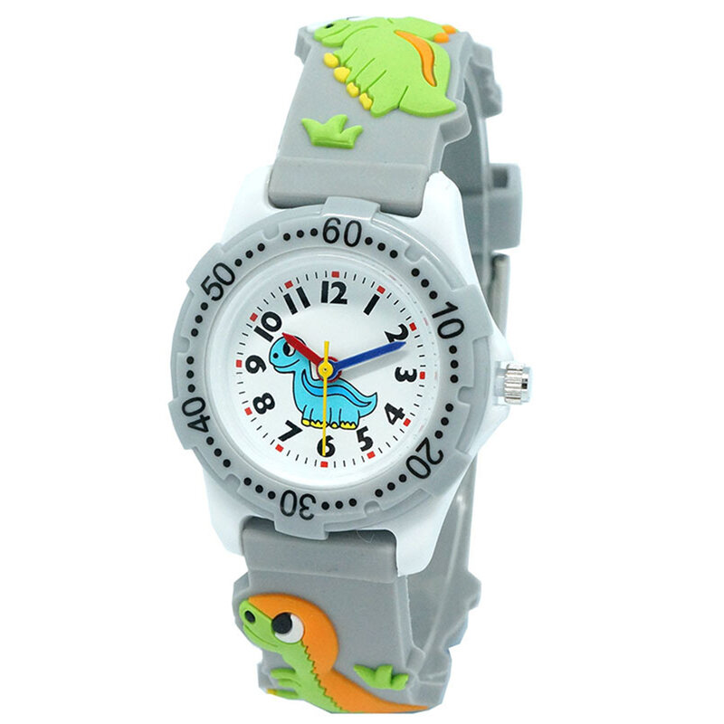 패션 방수 라운드 다이얼 아날로그 스포츠 귀여운 캐주얼 공룡 패턴 정확한 석영 운동 어린이 시계