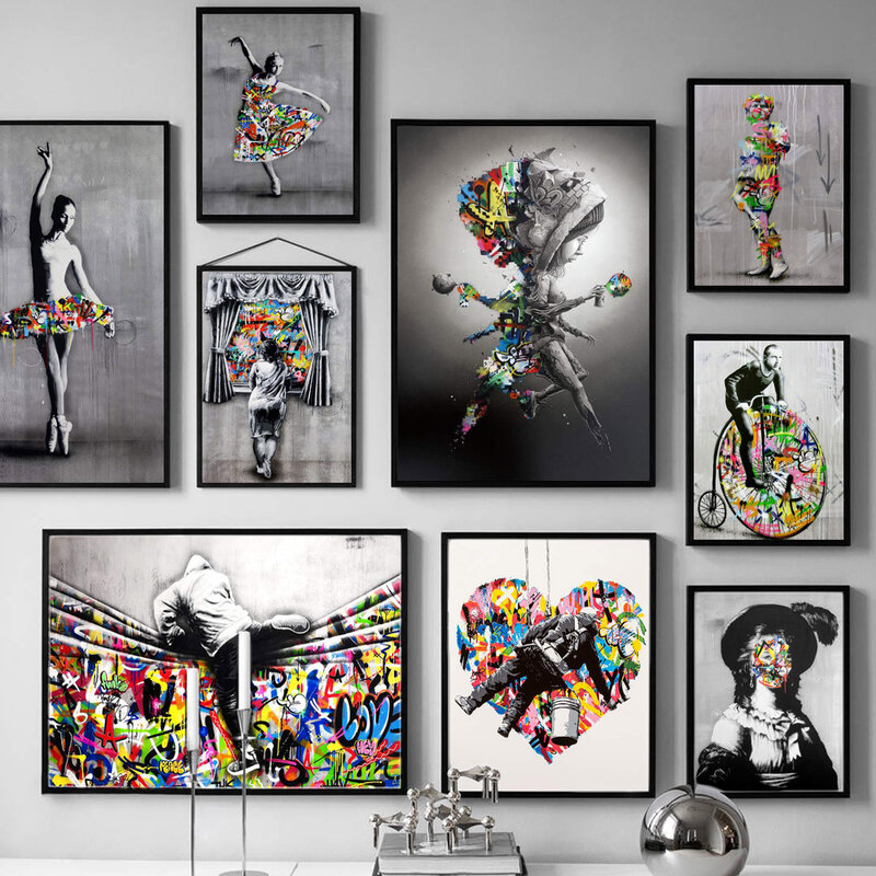 Affiche de danse de ballet, Graffiti, peinture sur toile de couleur abstraite, salon, bureau, couloir, décoration murale de la maison